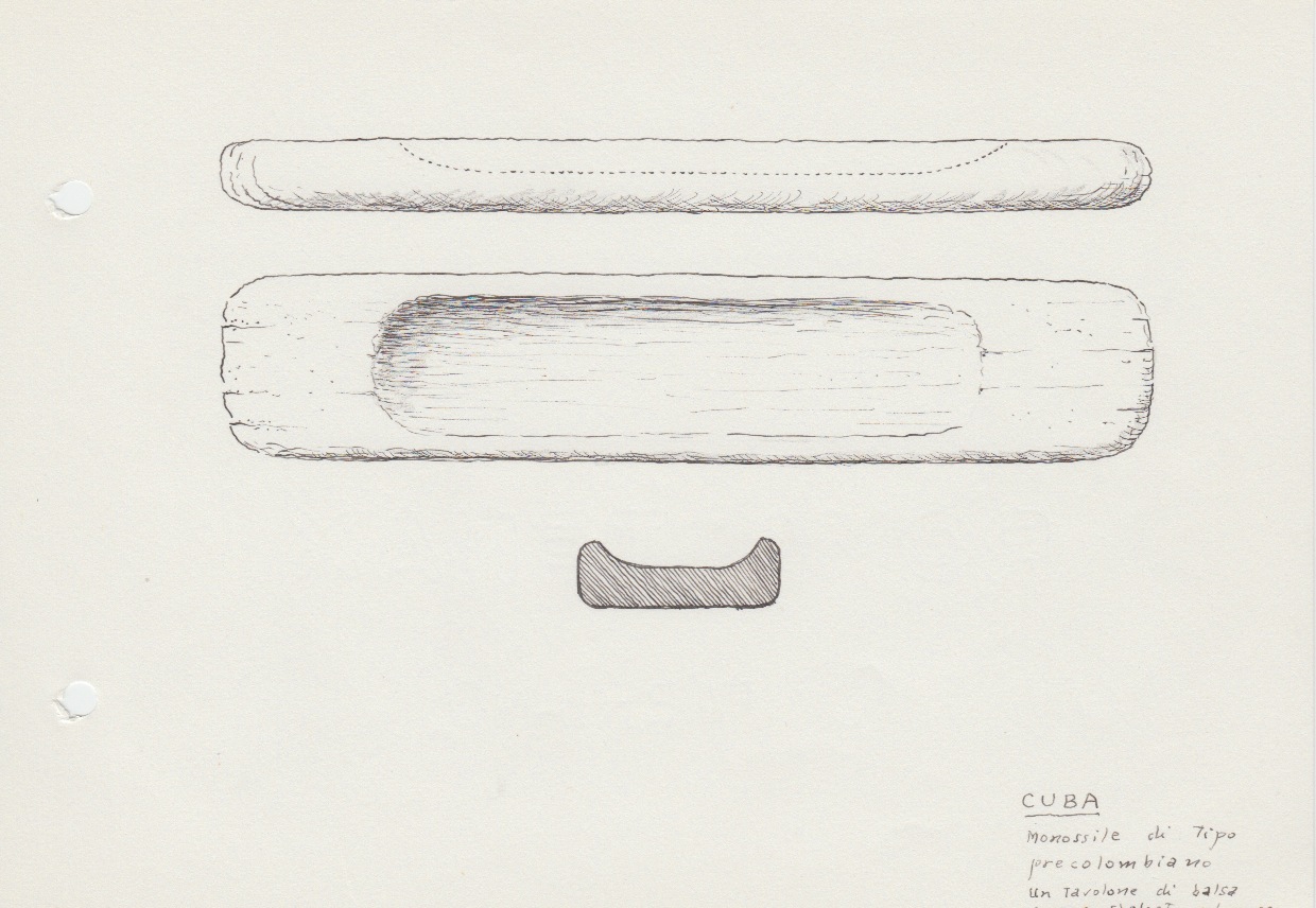185 Cuba - monossile di tipo precolombiano - un tavolone di balsa appena sbalzato nel mezzo